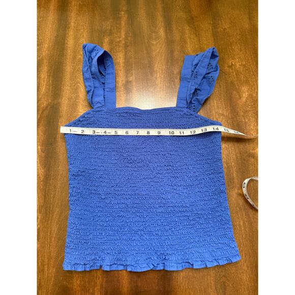 Old Navy Women's Embroidered Royal Blue Smocked Blouse Size Medium - Picture 6 of 7